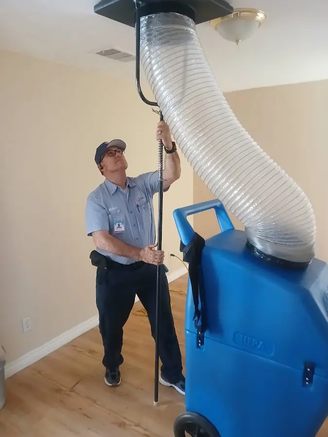 Mini Split Installation technician using HEPA equipment in Sierra Madre